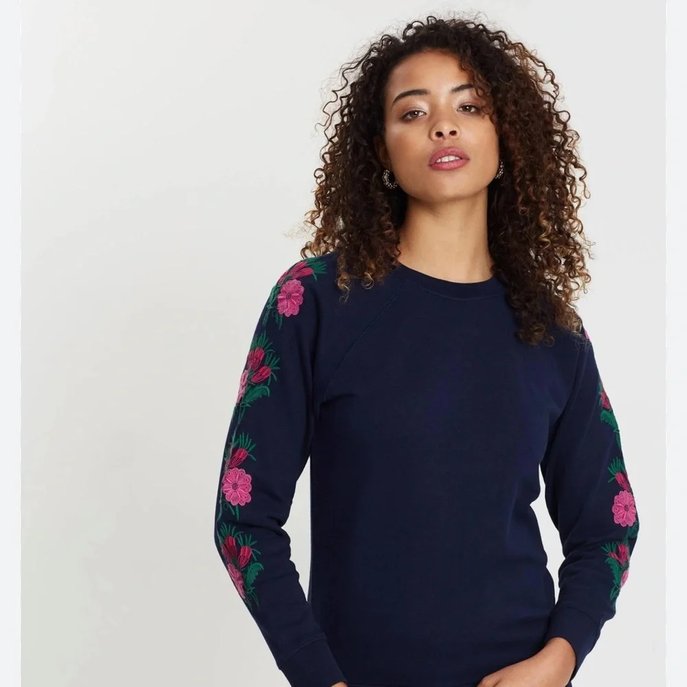 J. Crew Navy Sweater with Pink Details